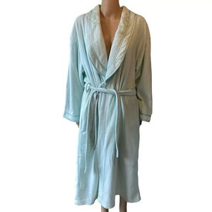 Women's Rebecca Malone Intimates Baby Blue Size L Nightgown Robe Waist Tie